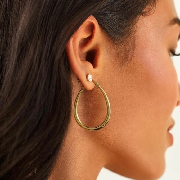 GOLD 14k Gold Plated Hoop Earrings - Picture 4 of 4